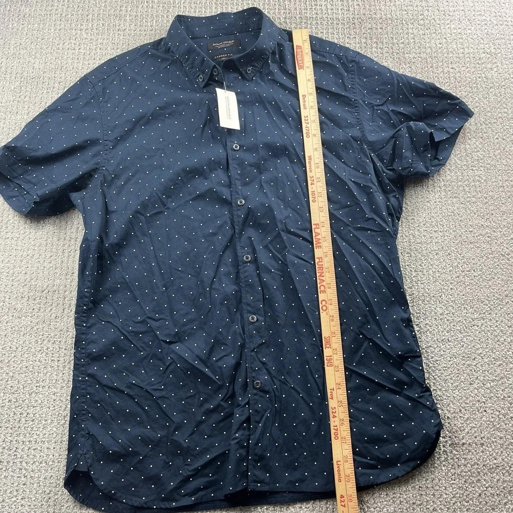 Banana Republic Mens Large L Button Up Camden Fit Custom 078 Wash Shirt Blue NWT